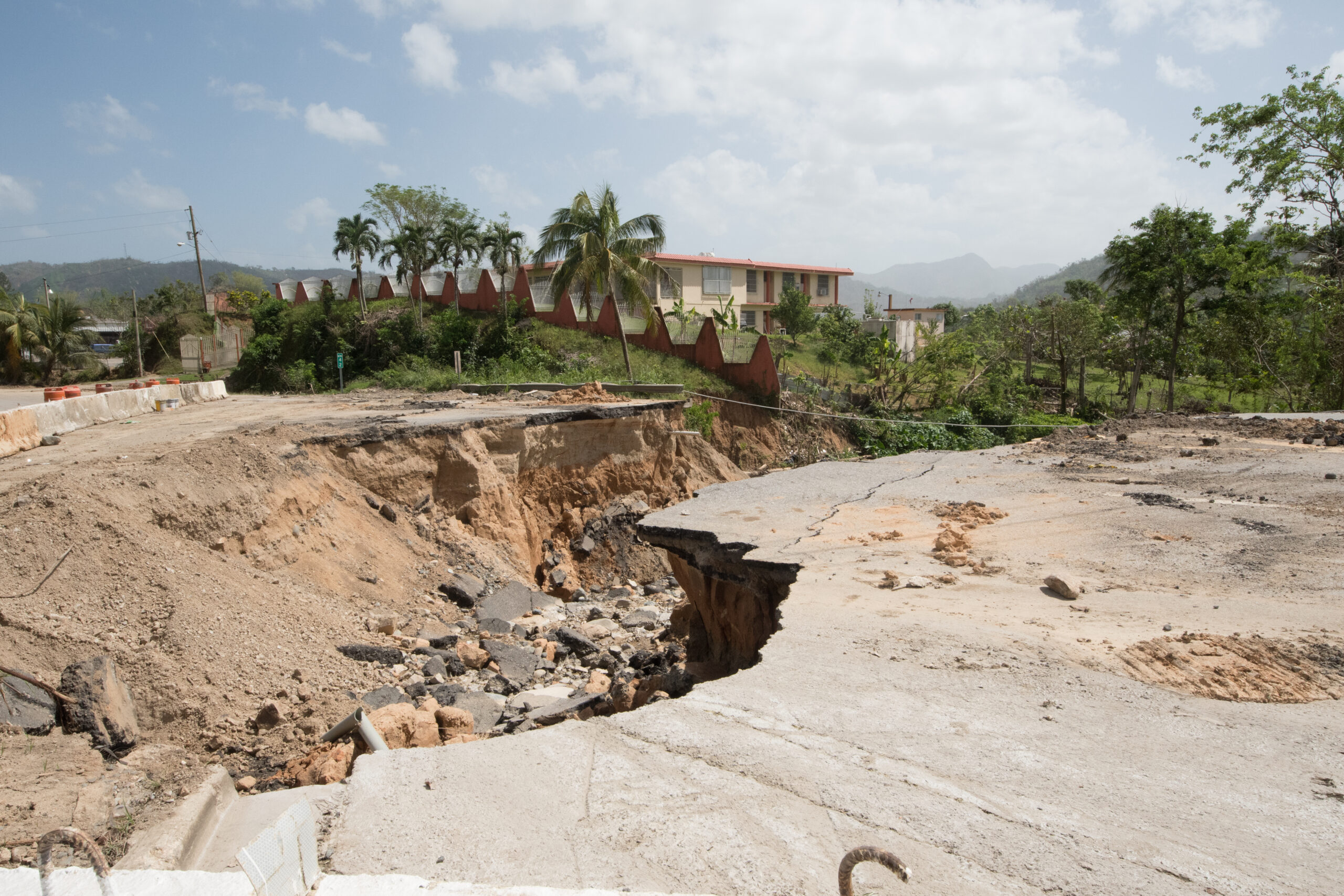 How does tsunamis affect the environment? Many roads were destroyed by Hurricane Maria in September, 2017 and by the resulting flooding and soil saturation. 