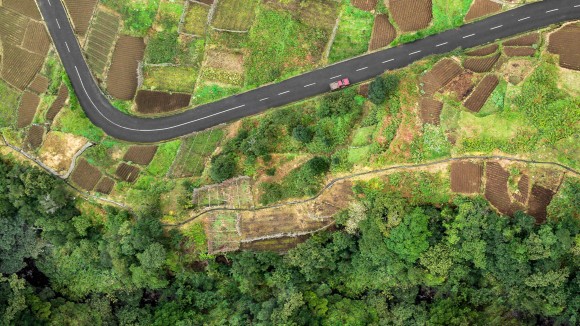 Aerial view of a road