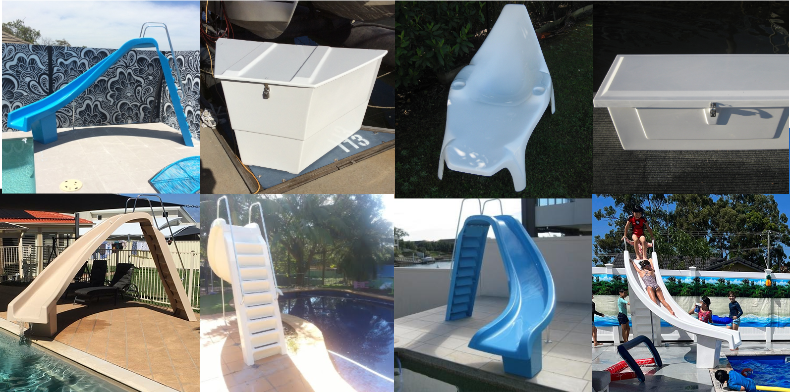 Different products made out of fiberglass