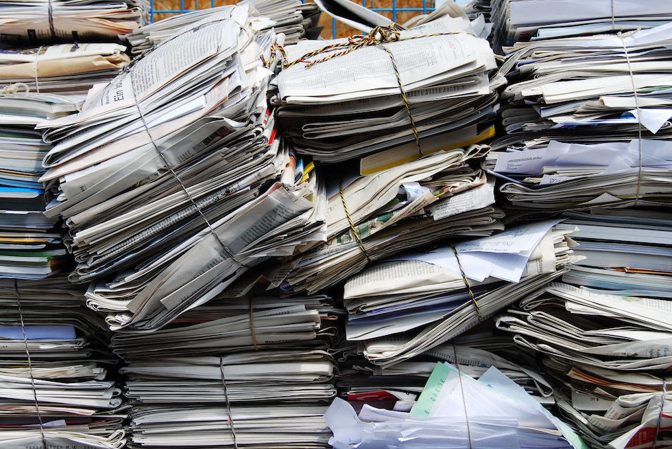 Stacks of paper to be recycled