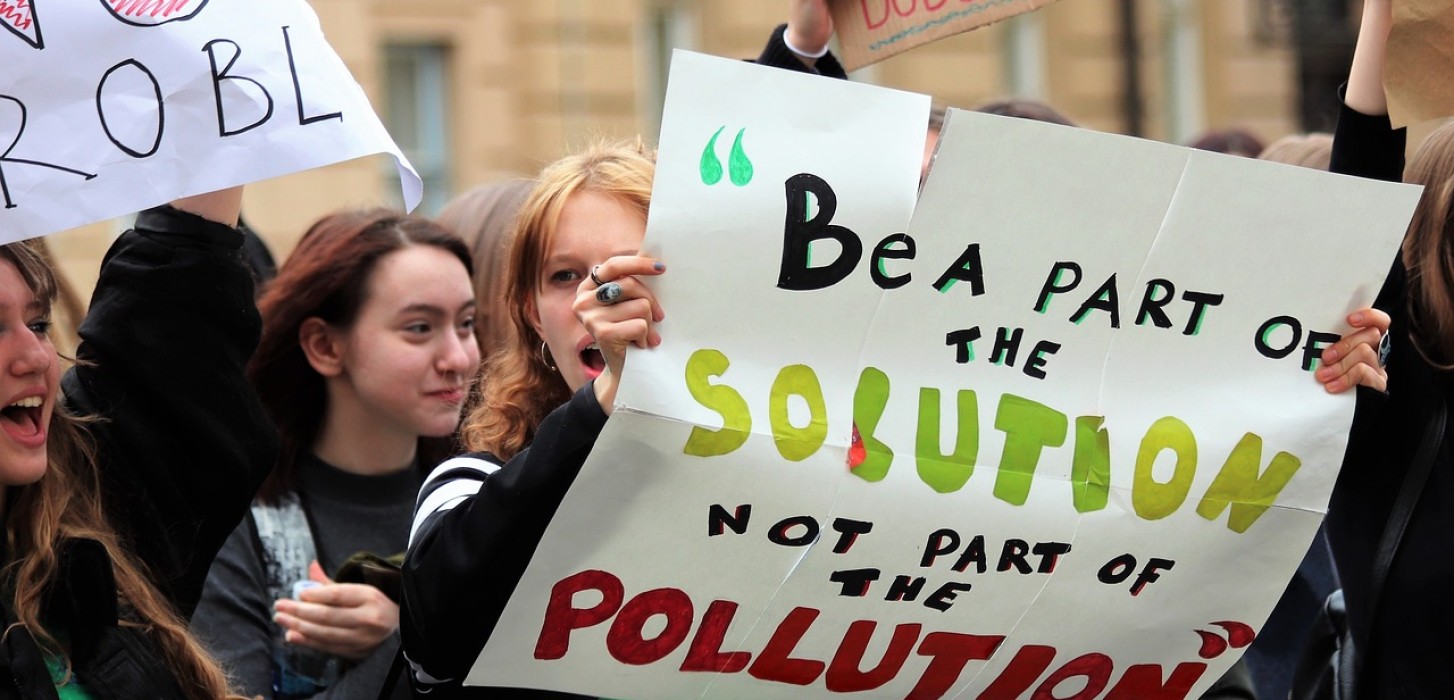 Youth protesting for an environmental cause