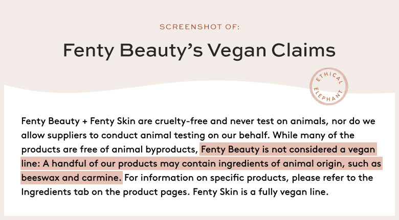 fenty beauty vegan claims