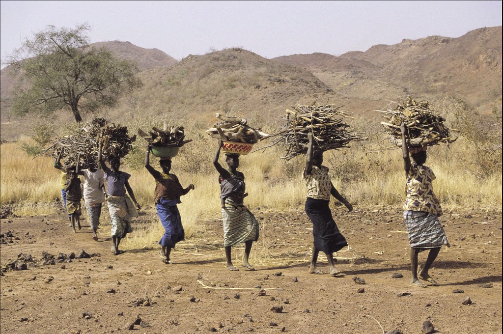 women in africa carrying wood